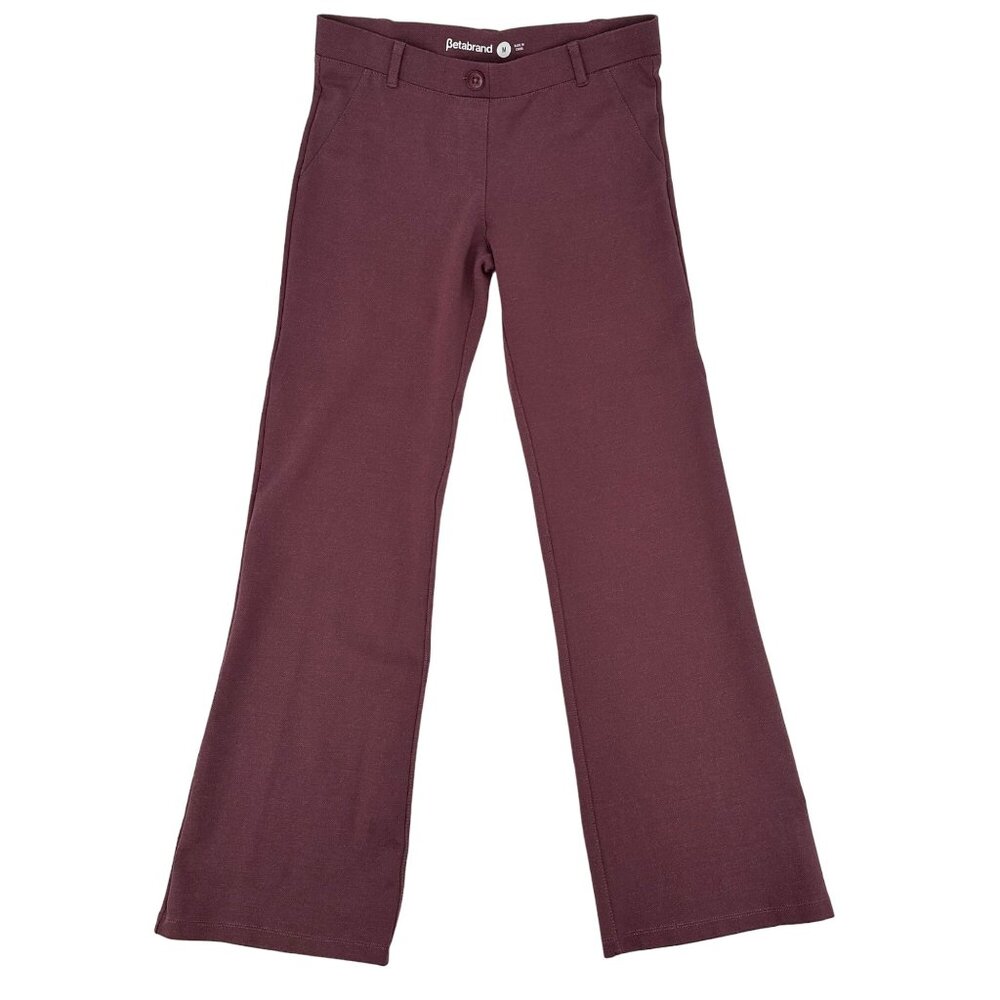 Betabrand Womens Burgundy Flare Leg Pull On Thick Knit Pants M